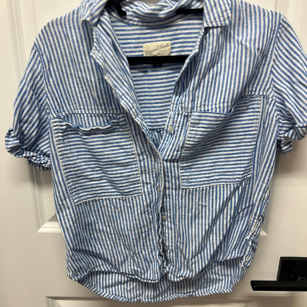 Universal Thread Blue and White Striped Top